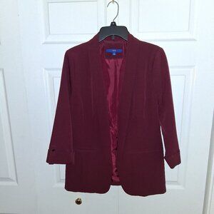 Apt 9 Women Blazer Suit Coat M Burgundy 3/4 length sleeves, interior lining